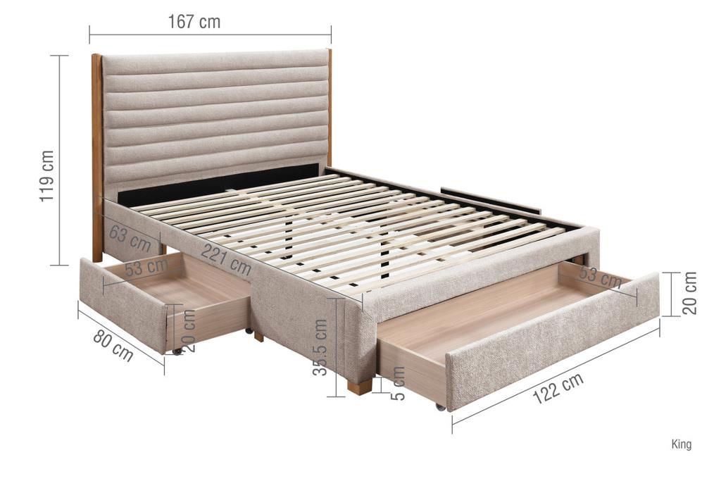 Arabella King Bed - Grey