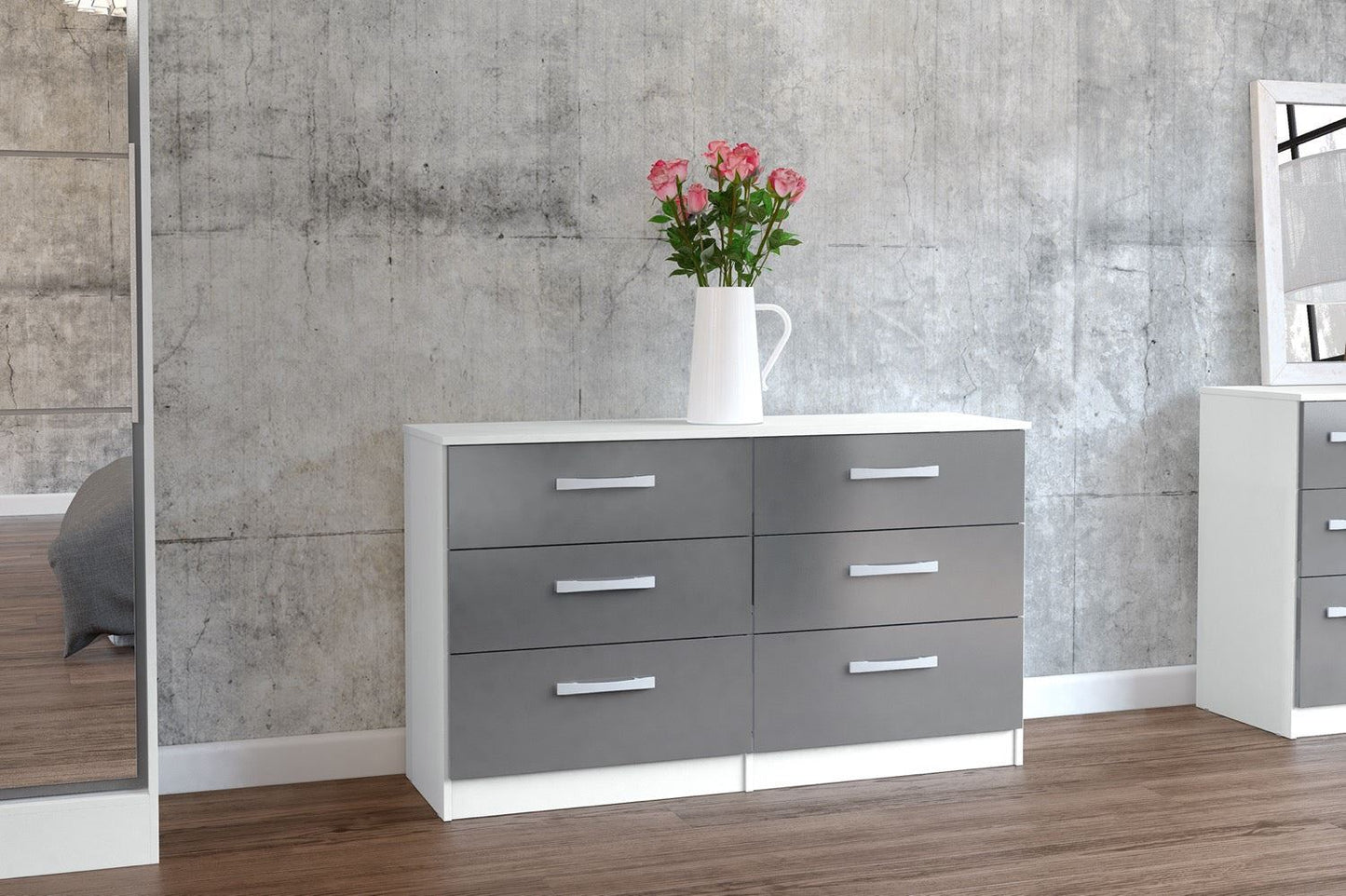 Larz 6 Drawer Chest - White & Grey