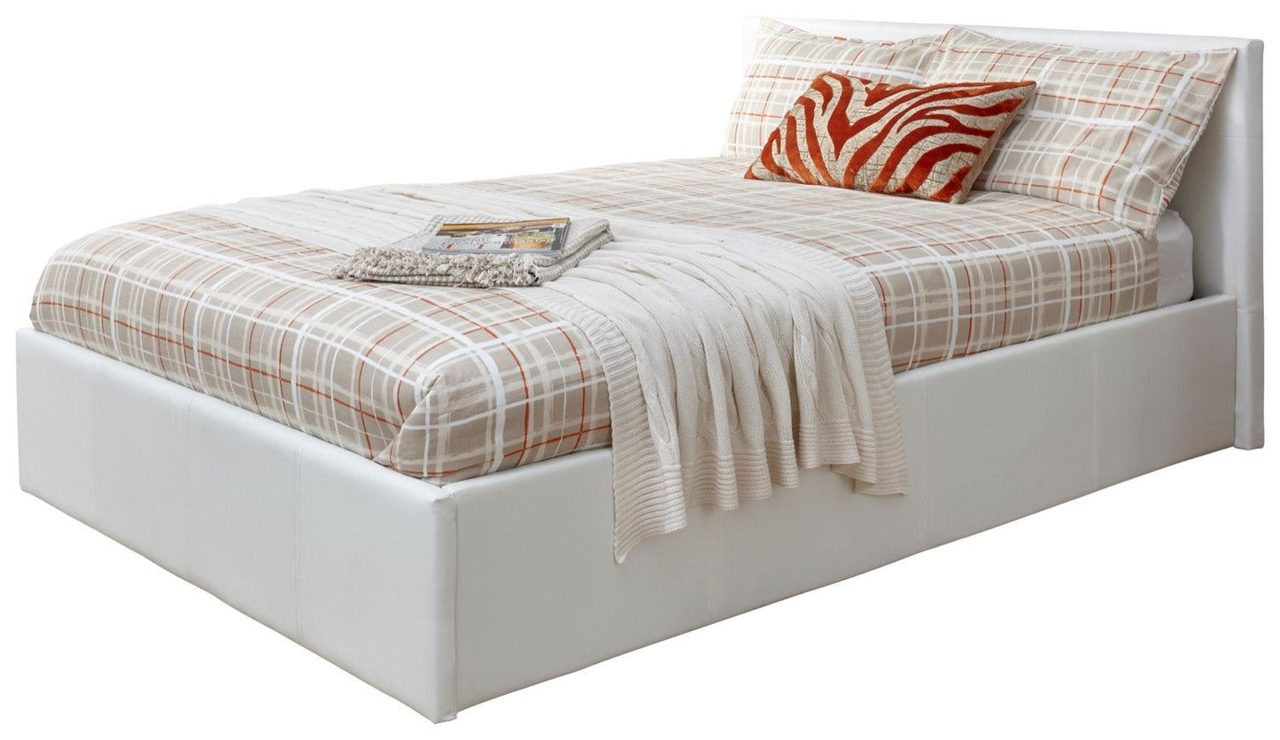 End Lift Ottoman Double Bed - White