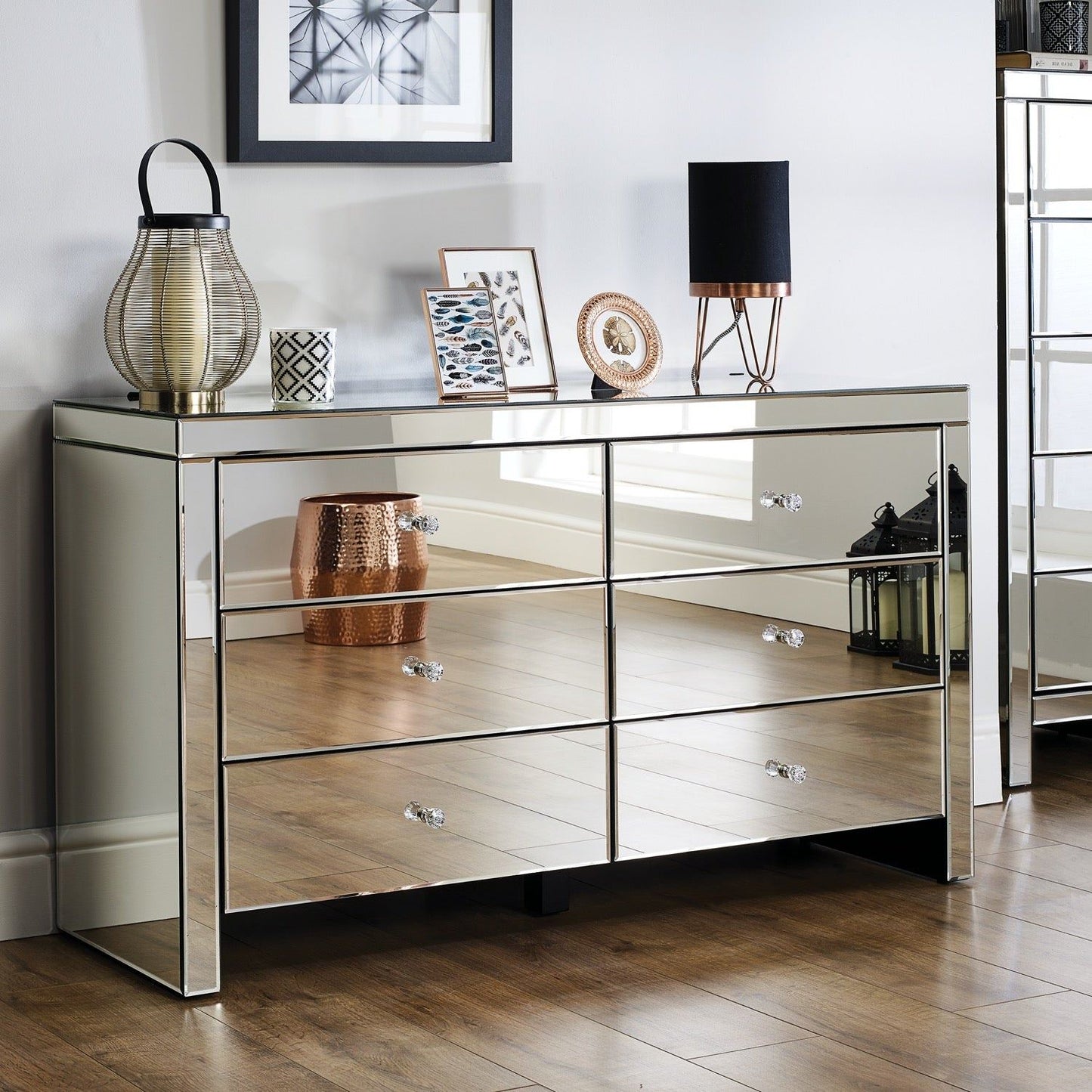 Seville 6 Drawer Chest - Mirrored