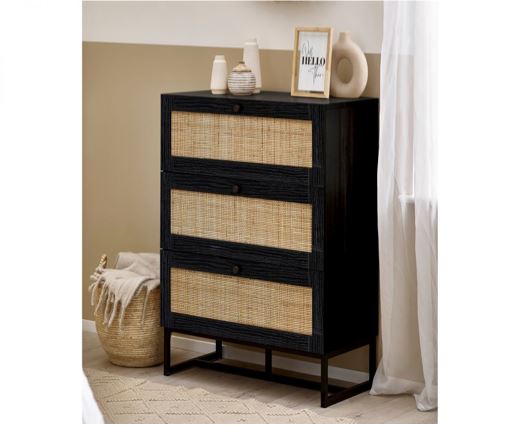 Petra 3 Drawer Chest- Black