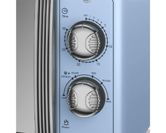 Retro Blue 900W Manual Microwave