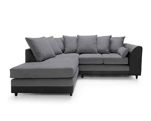 Dan Left Hand Facing Corner Sofa - Black & Charcoal