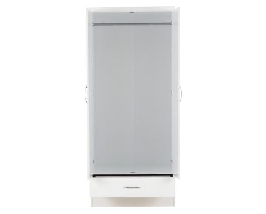 Neptune 2 Door 1 Drawer Wardrobe - White Gloss
