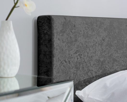 Beda Crushed Velvet Fabric Ottoman King Bed - Black