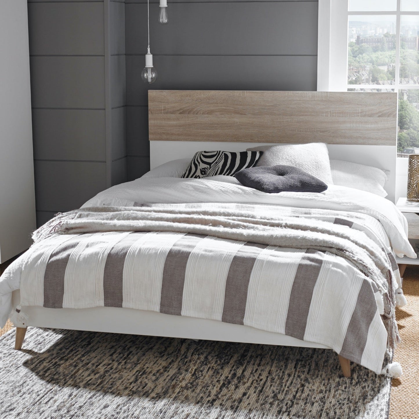 Stockholm King Bed - White & Oak