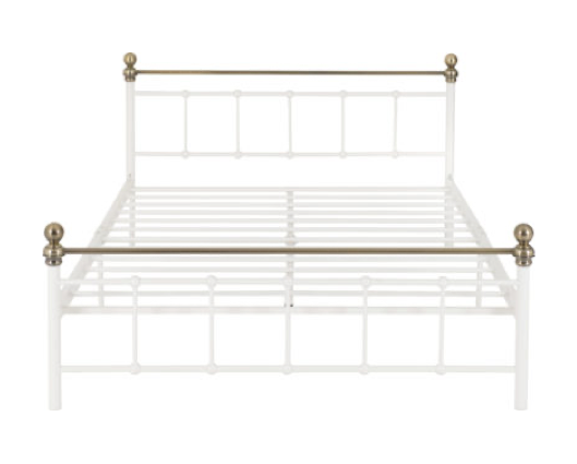 Marlborough Double Bed - White/Antique Brass