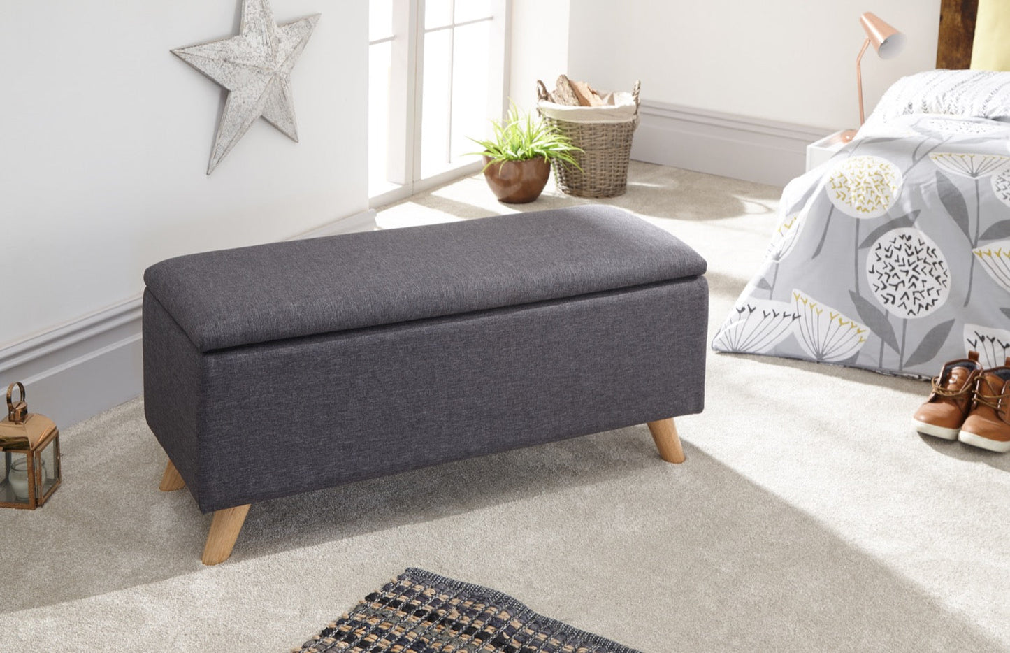 Scorento Ottoman Storage Unit-Charcoal Grey