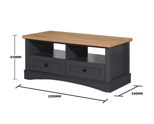 Carman Coffee Table with 2 Drawers-Grey
