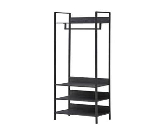 Zulu Open Wardrobe with 4 Shelves-Black