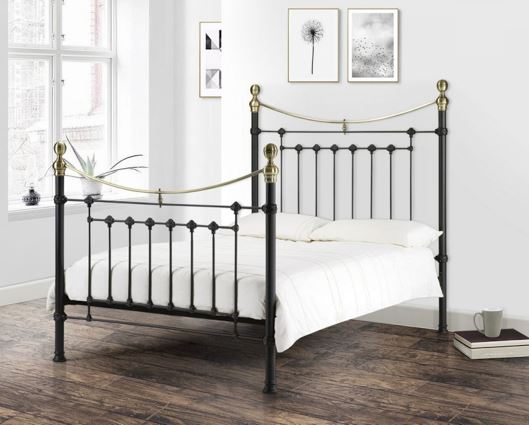 Victorian Satin Double Bed - Black