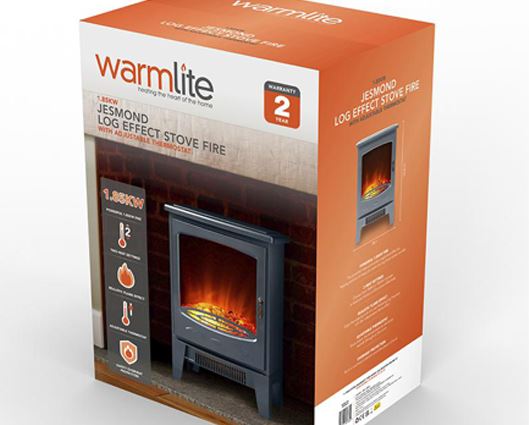 Warmlite 1.85KW Jesmond Log Effect Fire Grey