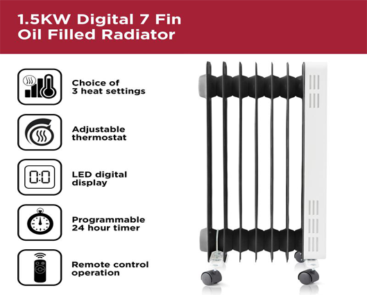 Black and Decker 1.5KW Digital Oil Filled Radiator
