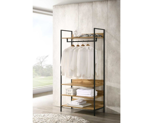 Zulu Tall Open Wardrobe with 4 Shelves-Oak