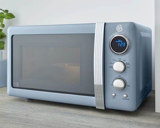 Swan Retro 800W 20L Digital Microwave Blue