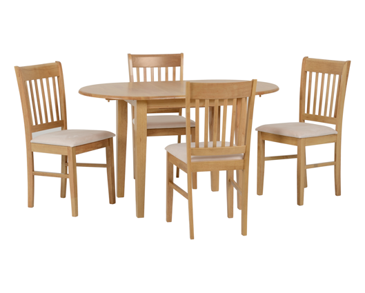 Oakland Extending Dining Set - Natural Oak/Mink Microsuede
