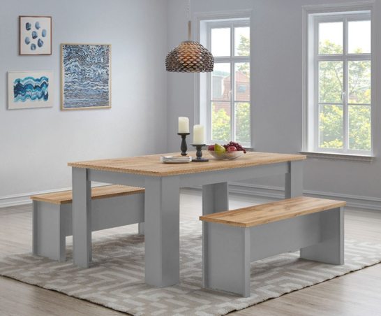 Lincoln Dining 150cm Set with 2 Benches & Stools