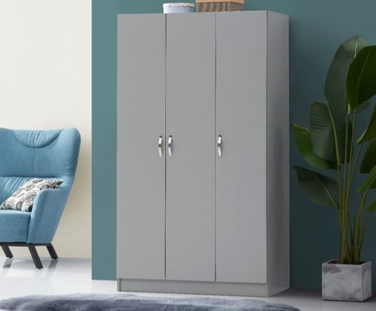 Easton 3 Door Double Wardrobe- Grey