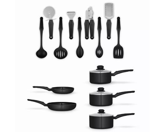 Townhouse 14 Piece Pan and Tool Set - Black