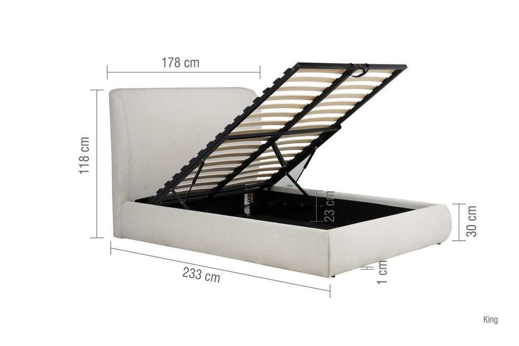 Lanis Double Ottoman Bed - Cream