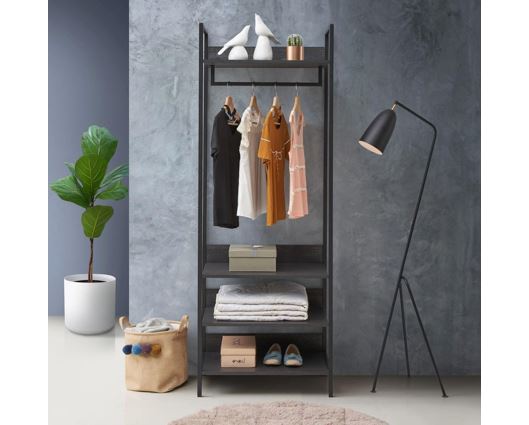 Zulu 4 Piece Bedroom Furniture Set Open Wardrobes-Black