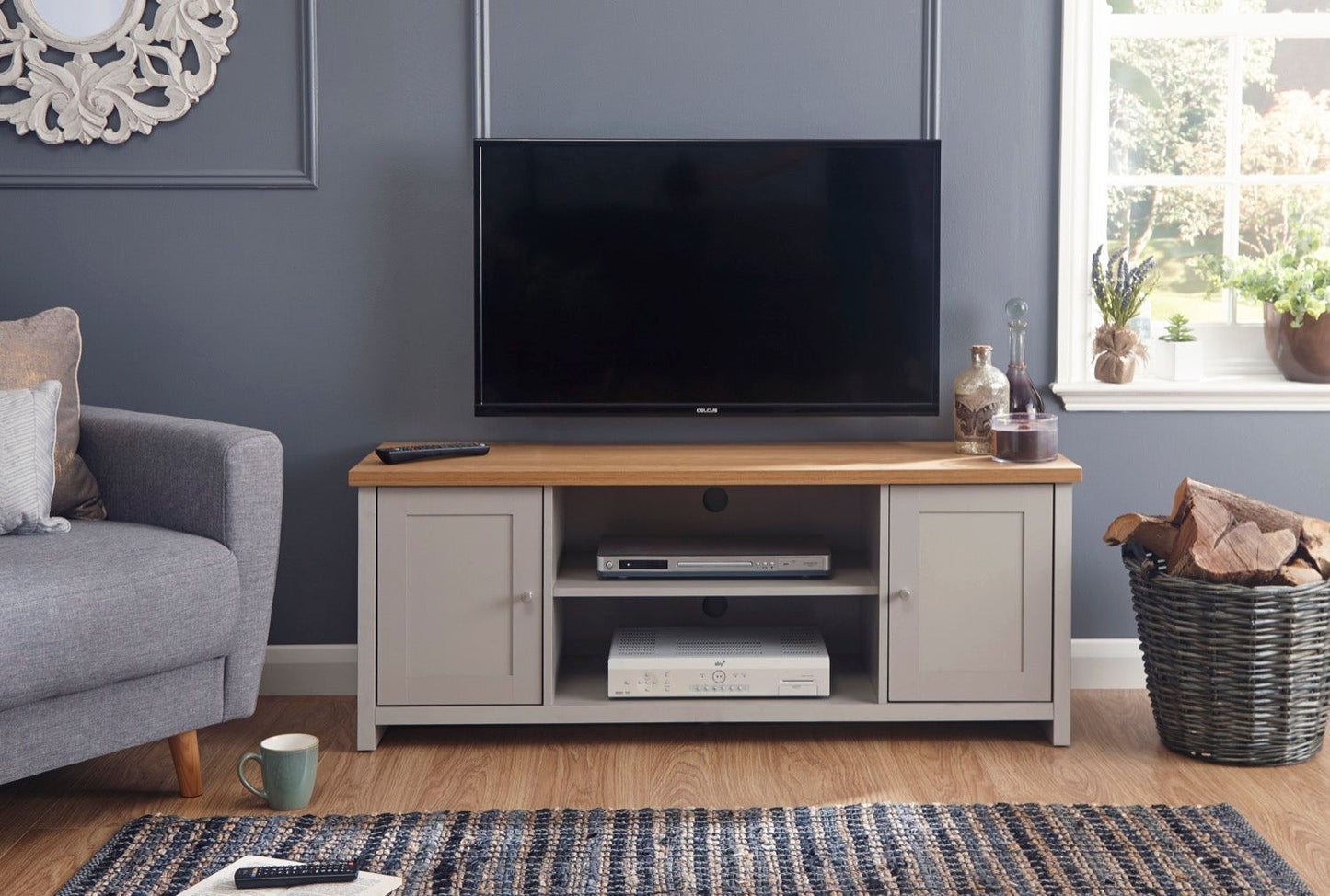 Lachlan Large TV Unit-Grey