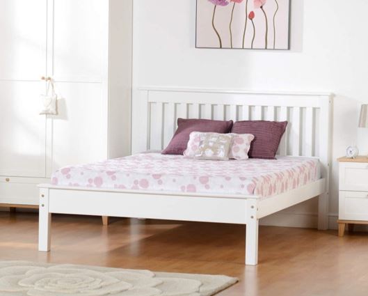 Monaco King Bed Low Foot End - White