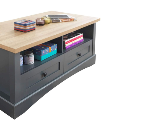Carman Coffee Table with 2 Drawers-Grey