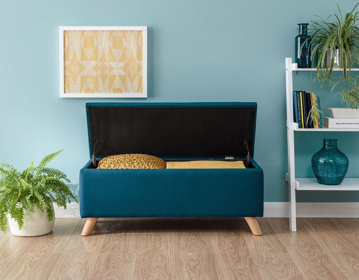 Scorento Ottoman Storage Unit-Teal