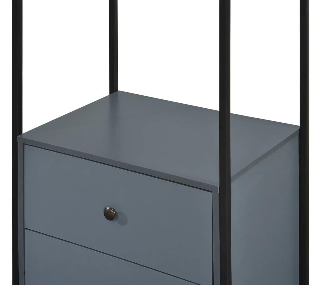 Alva Open Wardrobe 2 Drawers - Dark Grey