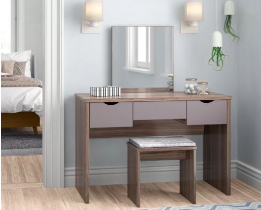 Ella Dressing Table Set- Walnut & Grey