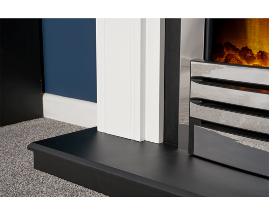 Giovannia Fireplace Suite 39inch White/Black With Electric Fire -Chrome