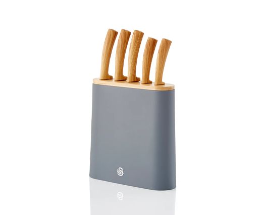 Swan Nordic 5-Pcs Knife Set with Block Grey