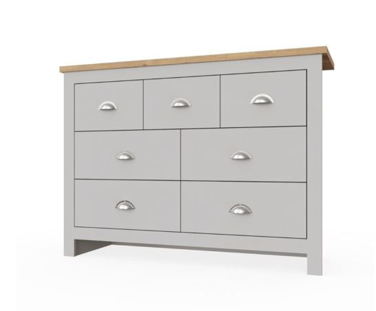 Lincoln 7 Drawer Chest- Light Grey