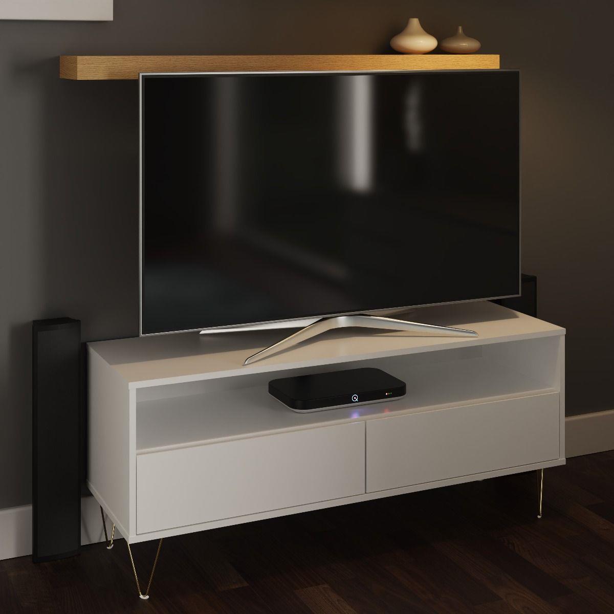 Meave TV Stand with 2 Drawers- White