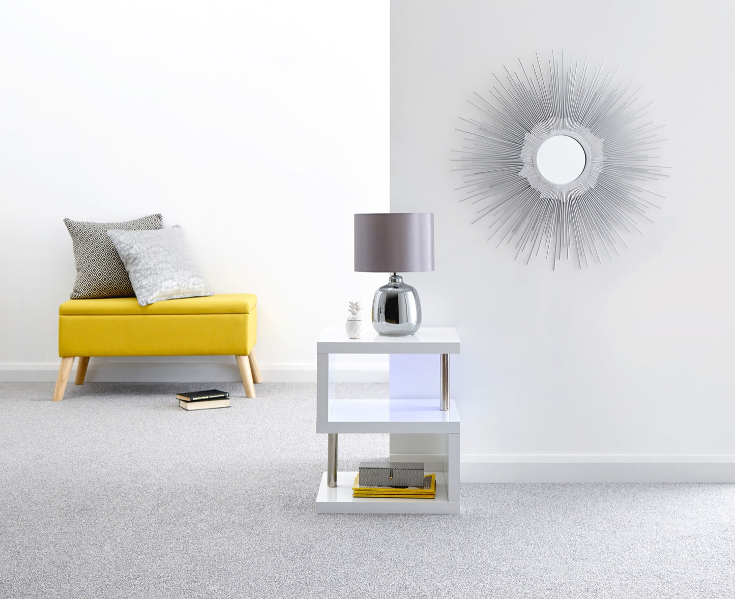Arctic High Gloss LED Side Table-White