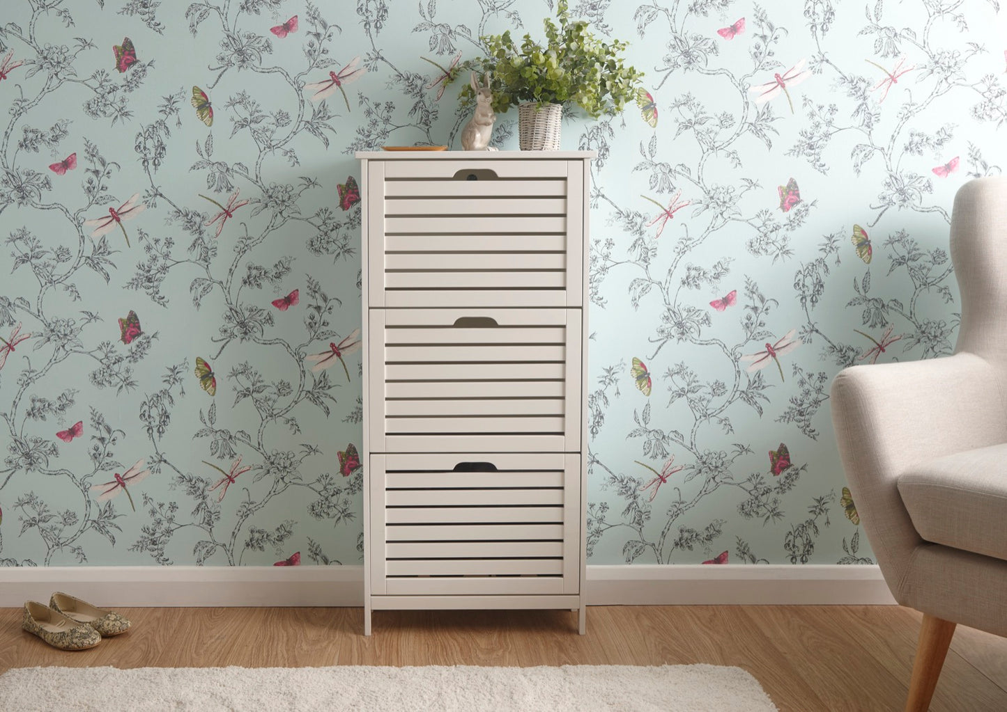 Ben 3 Tier Shoe Cabinet-White