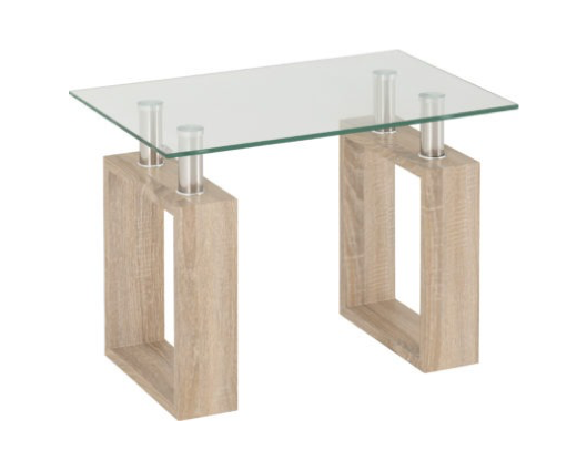 Miles Lamp Table - Sonoma Oak Effect Veneer/Clear Glass/Silver