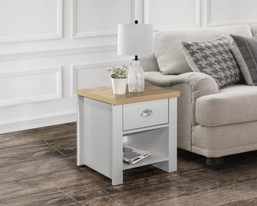 Harper 1 Drawer Lamp Table - Grey