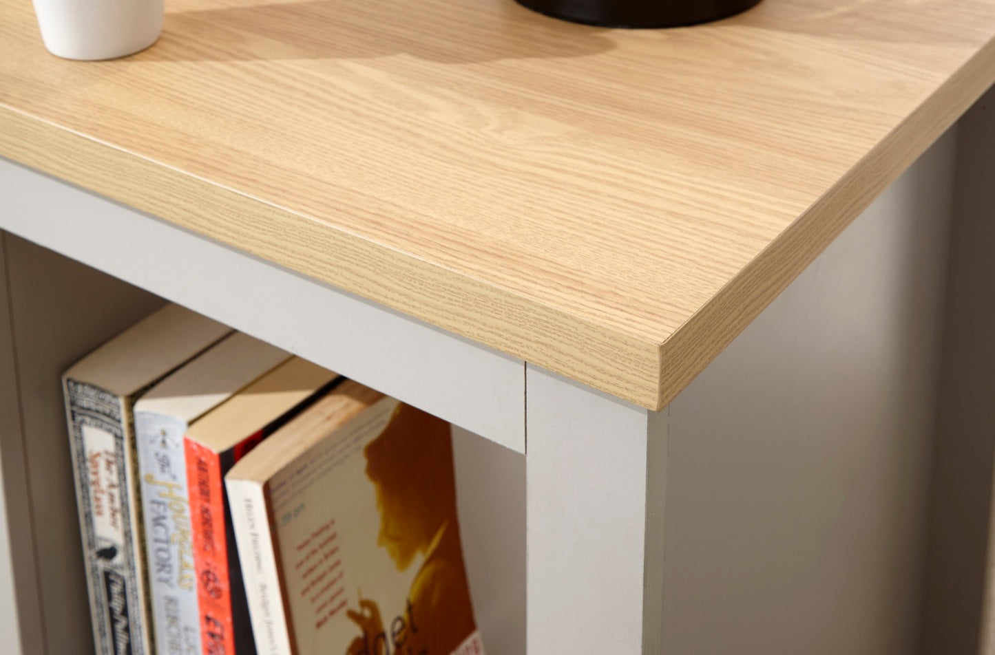 Lachlan Side Table with Shelf-Grey