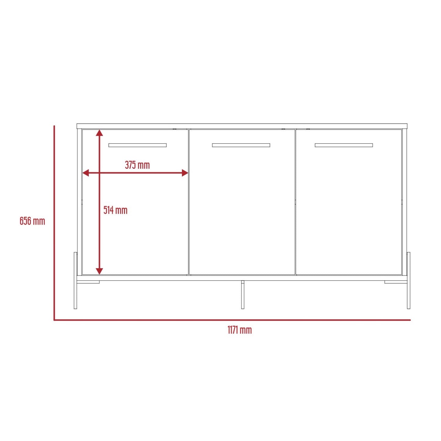 Houston Medium Sideboard with 3 Doors