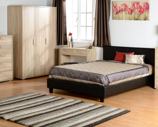 Pearce Small Double Bed - Brown Faux Leather