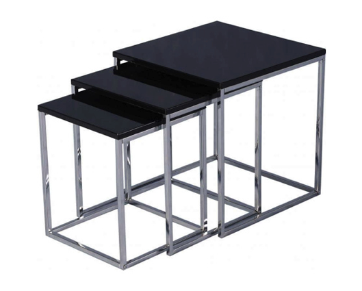 Cullen Nest Of Tables - Black Gloss/Chrome