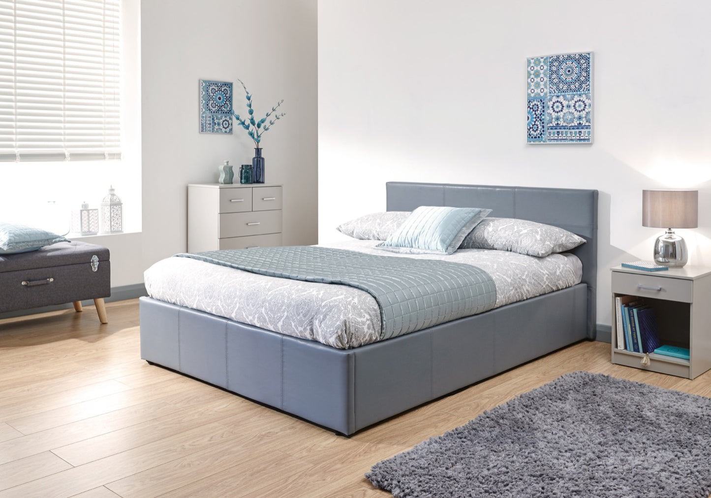 Small Double End Lift Ottoman Bed-Grey