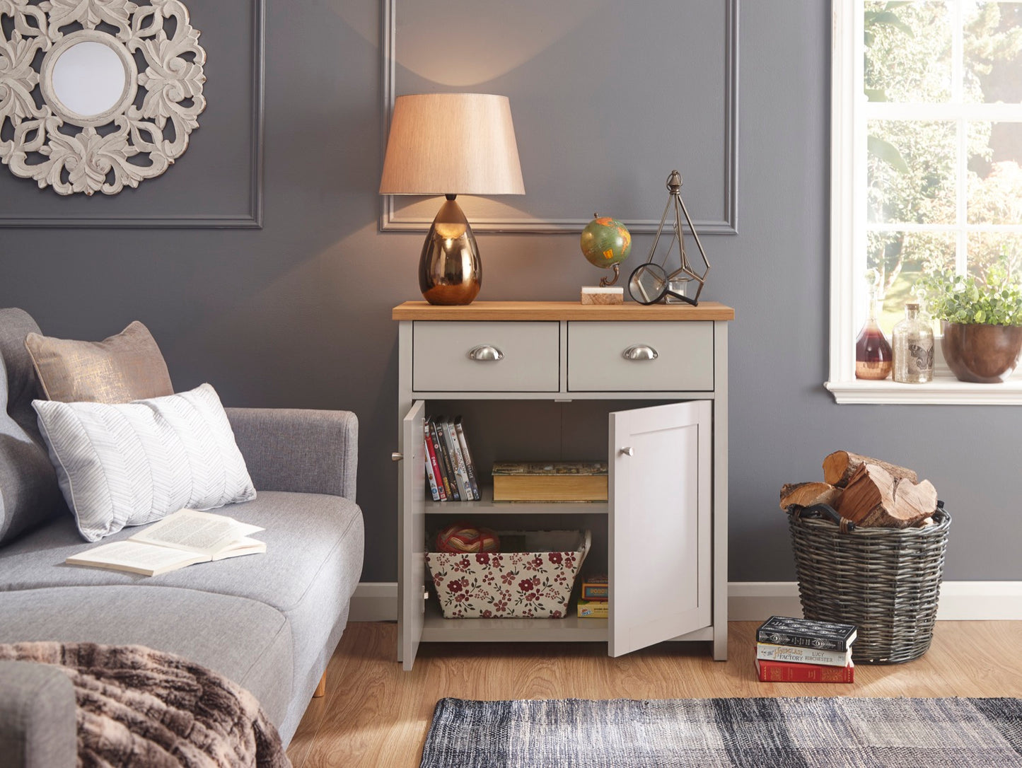 Lachlan Compact Sideboard-Grey
