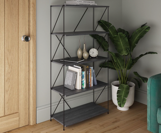 Leyla 5 Tier Shelving Unit- Grey