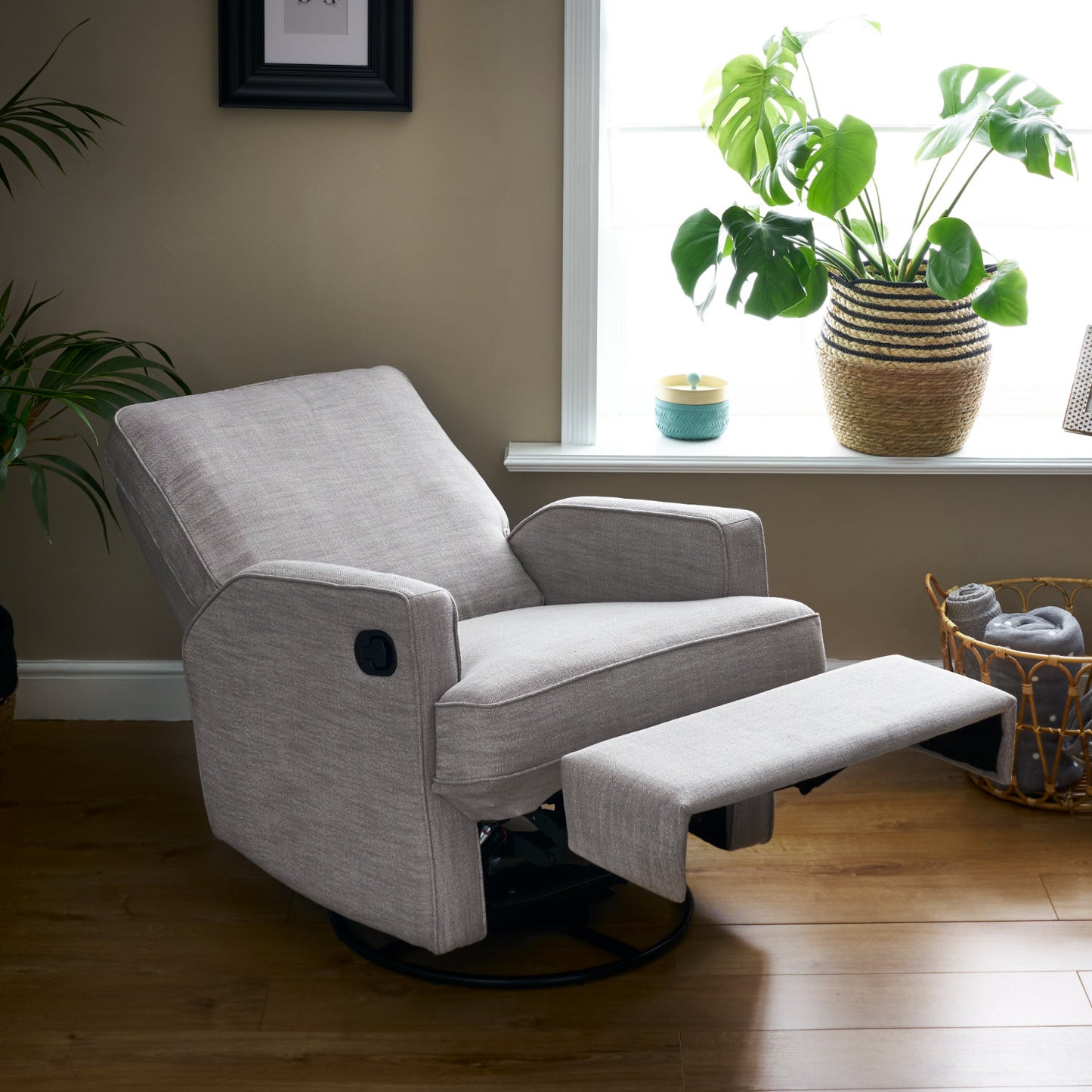 Mia Swivel Glider Recliner Chair - Pebble