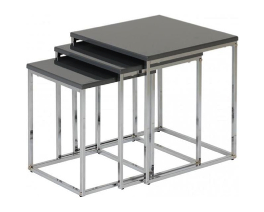 Cullen Nest Of Tables - Grey Gloss/Chrome