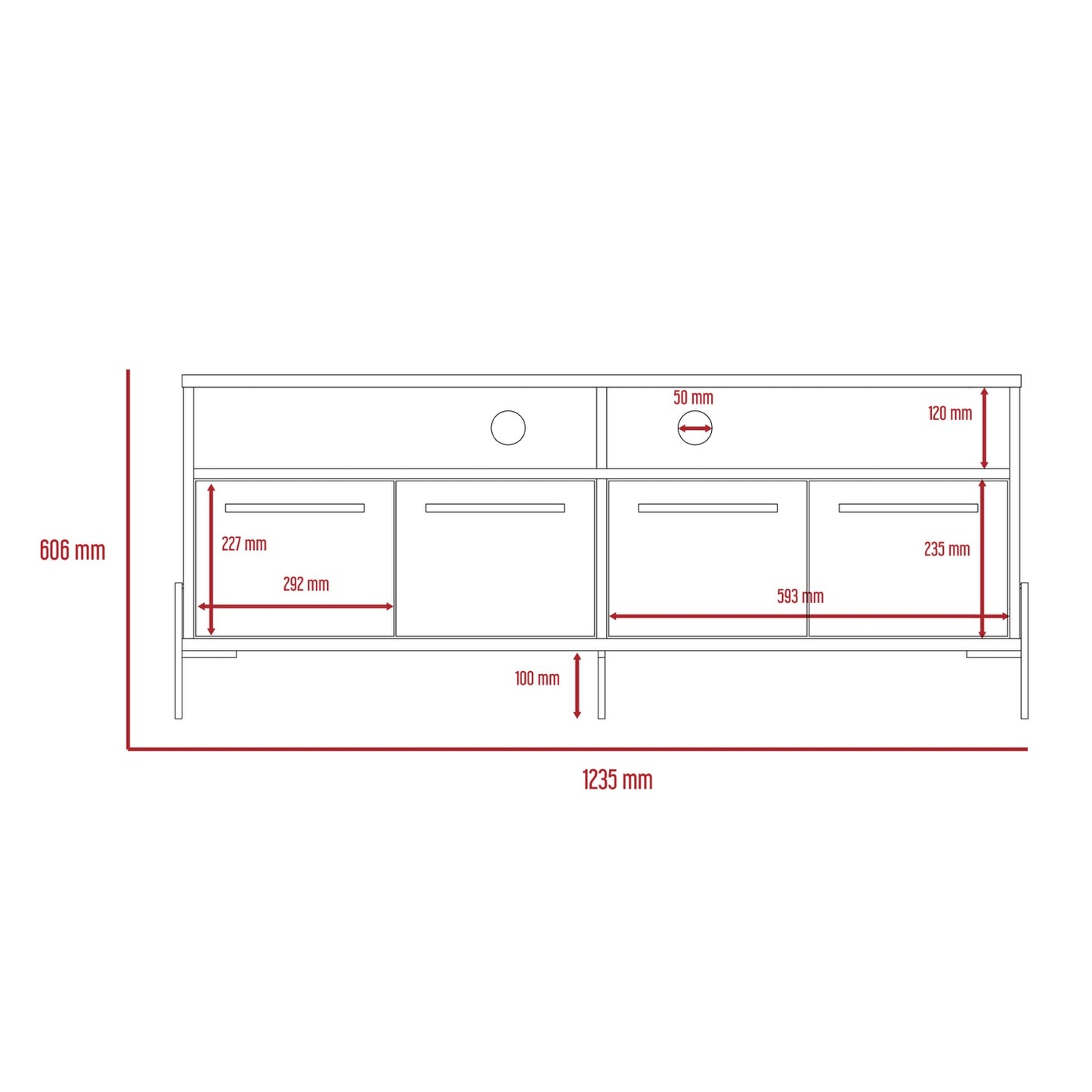 Houston Wide Screen TV Rack with 4 Doors