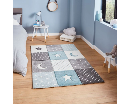 Moon + Stars Kids Rug - Blue - 120cm x 170cm